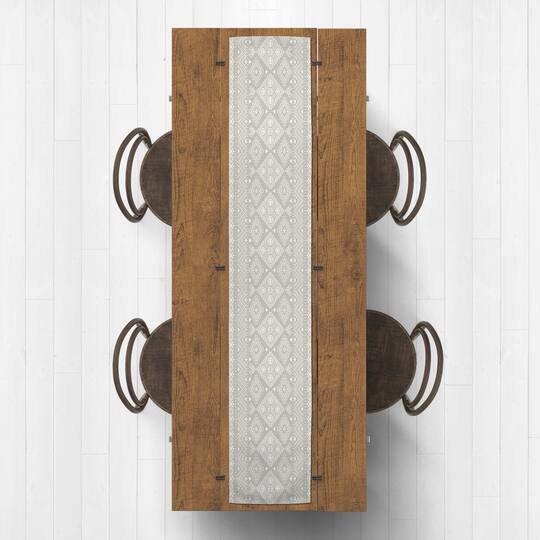Greige & White Tribal Outdoor Table Runner